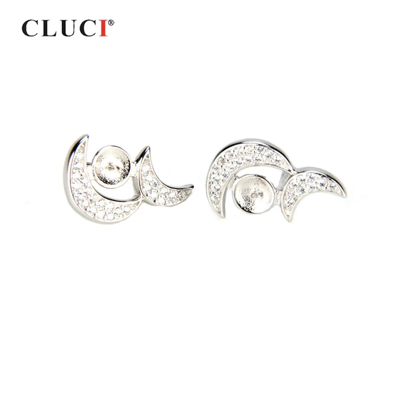 925 Silver Double Moon Earrings For Women SE043SB