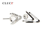 925 Sterling Silver Double V Earrings Pearl Earring Mounting