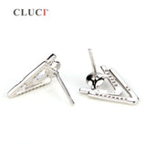 925 Sterling Silver Double V Earrings Pearl Earring Mounting