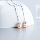 925 Silver Long Pearl Mountings Ear Line Earrings SE122SB