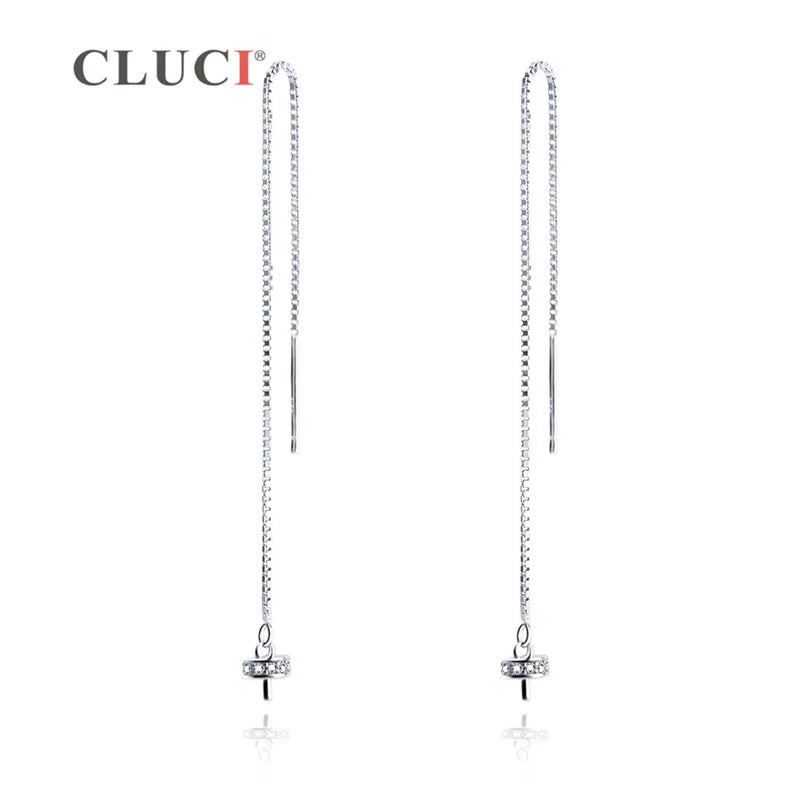 925 Silver Long Pearl Mountings Ear Line Earrings SE122SB