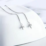 925 Silver Long Pearl Mountings Ear Line Earrings SE122SB