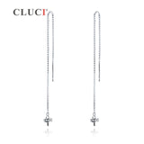 925 Silver Long Pearl Mountings Ear Line Earrings SE122SB