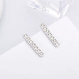 925 Silver Stud Earrings Rectangular Zircons Women Party DE009SB