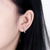 925 Silver Stud Earrings Rectangular Zircons Women Party DE009SB
