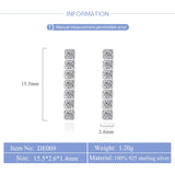 925 Silver Stud Earrings Rectangular Zircons Women Party DE009SB