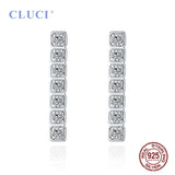 925 Silver Stud Earrings Rectangular Zircons Women Party DE009SB