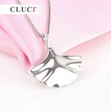 925 Silver Ginkgo Leaf Pendant Necklace Choker Collar SP183SB