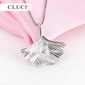925 Silver Ginkgo Leaf Pendant Necklace Choker Collar SP183SB