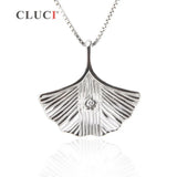 925 Silver Ginkgo Leaf Pendant Necklace Choker Collar SP183SB