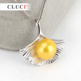 925 Silver Ginkgo Leaf Pendant Necklace Choker Collar SP183SB