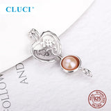925 Silver First Mom Cage Pendant Heart Pearl Gift SC401SB