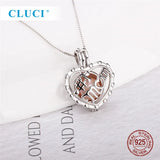 925 Silver First Mom Cage Pendant Heart Pearl Gift SC401SB