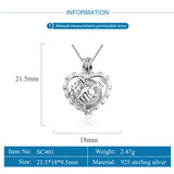 925 Silver First Mom Cage Pendant Heart Pearl Gift SC401SB