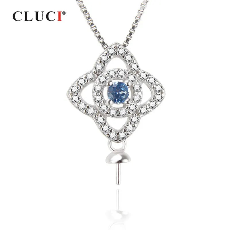 925 Silver Flower Charm Pearl Necklace for Women
