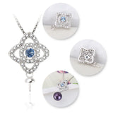 925 Silver Flower Charm Pearl Necklace for Women