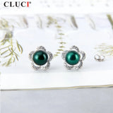 925 Silver Flower Pearl Stud Earrings SE072SB