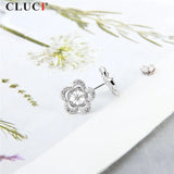 925 Silver Flower Pearl Stud Earrings SE072SB