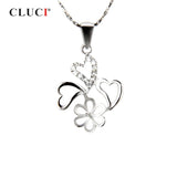 925 Sterling Silver Flower Heart Charms Pendant for Women