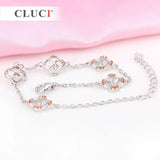 925 Silver 4 Leaf Clover Bracelet with Red Zircons Women's Charm Bracelet