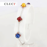 925 Silver 4 Leaf Clover Bracelet with Red Zircons Women's Charm Bracelet