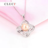 925 Silver Four Leaf Clover Rhinestone Pendant Necklace SP231SB