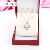 925 Silver Four Leaf Clover Rhinestone Pendant Necklace SP231SB