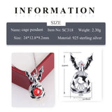 925 Silver Halloween Bat Charm Pendant Women Flying Bat Zircon Cage SC318SB