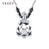 925 Silver Halloween Bat Charm Pendant Women Flying Bat Zircon Cage SC318SB