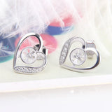 925 Silver Heart Earrings Women Fine Jewelry SE056SB