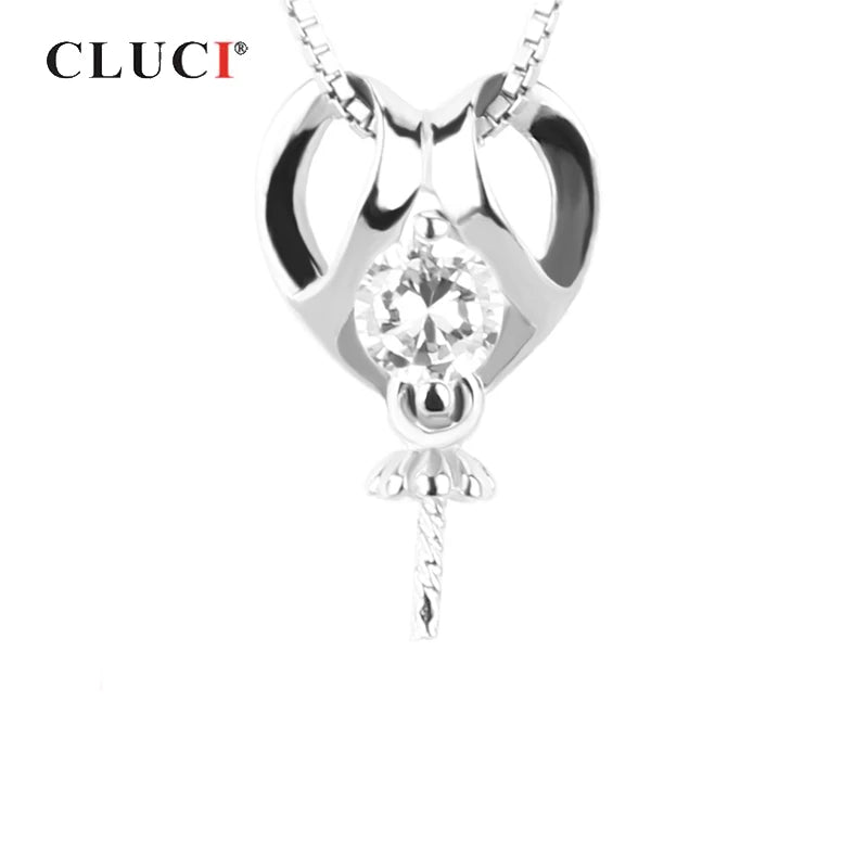 925 Silver Heart Pendant Zircon Charms Love Heart Shaped Pendant