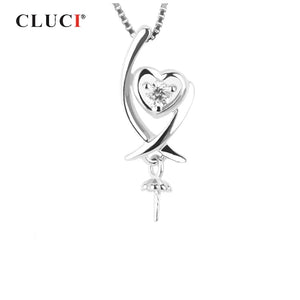 925 Sterling Silver Heart Pendant with Zircon for Women Jewelry