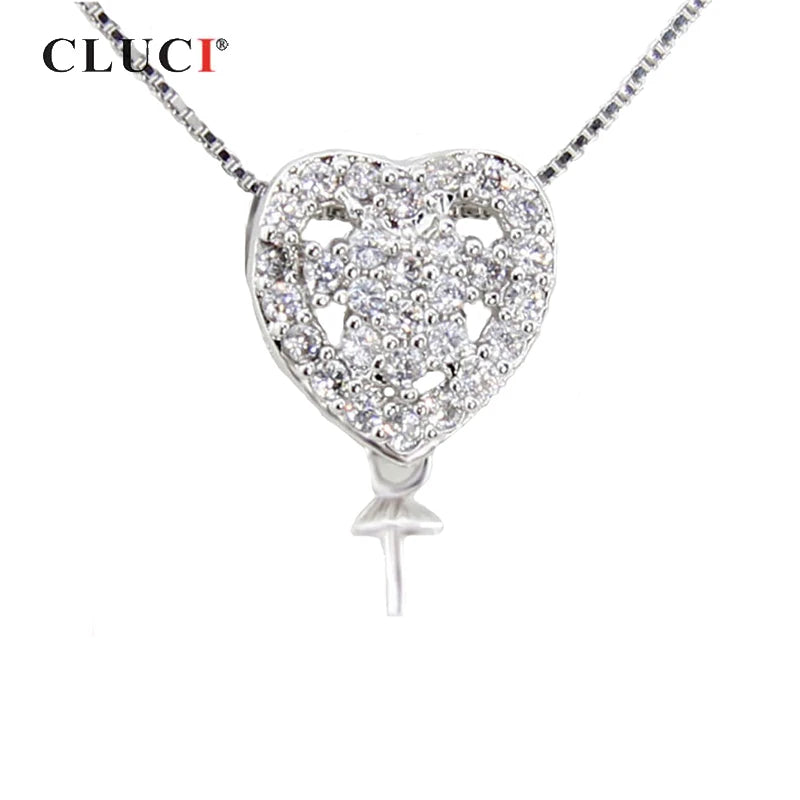 925 Silver Heart Pearl Pendant Mounting SP055SB