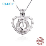 925 Silver Initial L Love Cage Pendant Heart Pearl Girls SC402SB