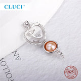 925 Silver Initial L Love Cage Pendant Heart Pearl Girls SC402SB