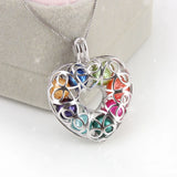 925 Silver LOVE Heart Cage Pendant Bowknot Women Wish Pearl Locket