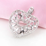 925 Silver LOVE Heart Cage Pendant Bowknot Women Wish Pearl Locket
