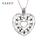 925 Silver LOVE Heart Cage Pendant Bowknot Women Wish Pearl Locket