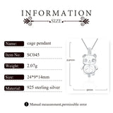 925 Silver Bear Cage Pendant - Women's Gift