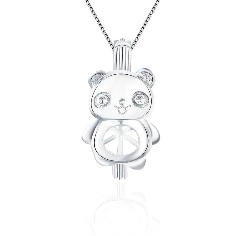 925 Silver Bear Cage Pendant - Women's Gift