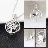 925 Silver Maple Leaf Cage Pendant Necklace Canada Theme Pearl Locket