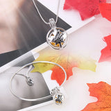925 Silver Maple Leaf Cage Pendant Necklace Canada Theme Pearl Locket