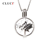 925 Silver Maple Leaf Cage Pendant Necklace Canada Theme Pearl Locket