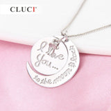 925 Sterling Silver Moon Charm & Round Pendant Mounting for 6-8mm Pearl Necklace