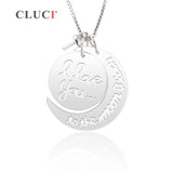 925 Sterling Silver Moon Charm & Round Pendant Mounting for 6-8mm Pearl Necklace