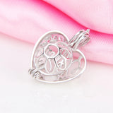 925 Silver Heart Shaped Cage Pendant for Mom