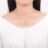 925 Silver Necklace Heart Flower Pattern Women Cage Pendant Pearl Locket