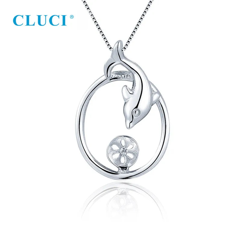 925 Silver Dolphin Pearl Pendant for DIY Jewelry Making