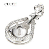 925 Silver Oval Women Pendant Zircon Charms Jewelry