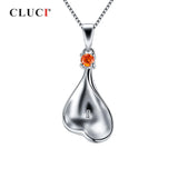 925 Silver Oyster Women Pearl Pendant Zircon Gift SP413SB